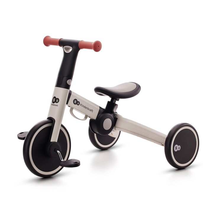 Триколісний велосипед Kinderkraft 4TRIKE 3в1: біговел, самокат, з сидінням, сірий, від 12 міс. до 5 років