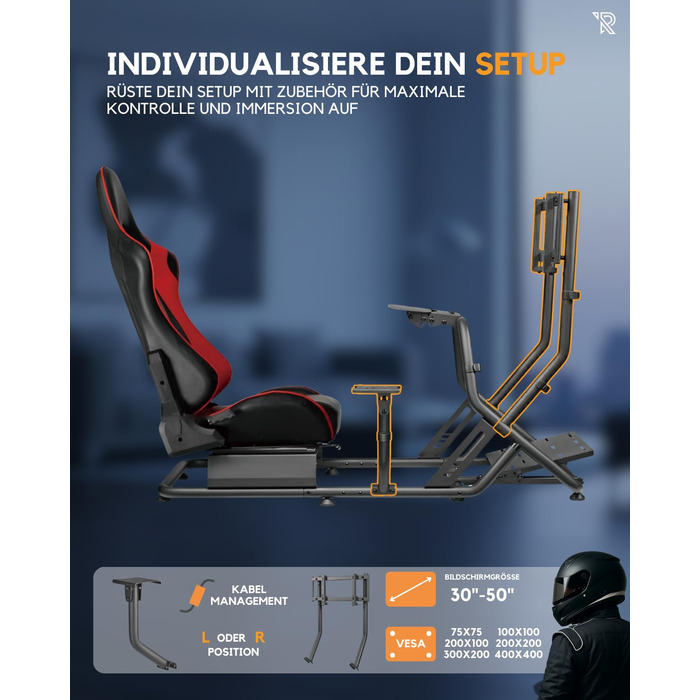 Ігрове крісло для симулятора Ranqer Racing Seat: ергономічне сидіння з екошкіри для SimRacing (PC, PlayStation, Xbox)