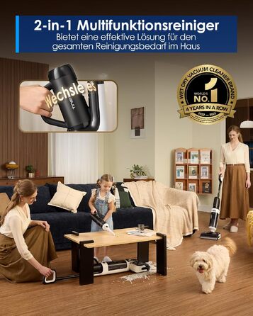 Tineco FLOOR ONE Switch S6 Stretch Breeze: 2-в-1 пилосос для сухого та вологого прибирання з функцією самоочищення та тривалістю роботи 60 хв