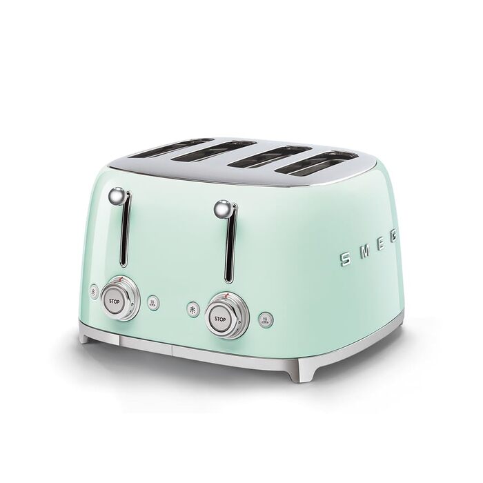Тостер Smeg TSF03WHEU 4 відділення пастельно-зелений, 6 режимів, розморожування, підігрів, функція бейгл, 2000 Вт