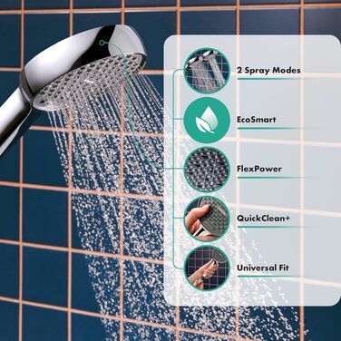 Душова лійка Hansgrohe Activera Select S EcoSmart (8 л/хв) з 2 режимами струменя, антивапняним покриттям, хром, 28033000