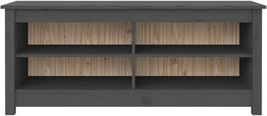 vidaXL Лавка для взуття з полицею, сіра, масив сосни, 110x38x45,5 см – банкетка у передпокій з великим місцем для зберігання
