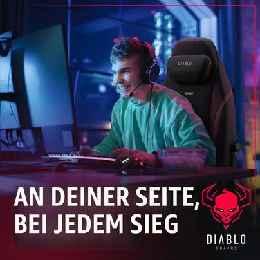 Ігрове крісло Diablo X-Eye 2.0 тканинне, ергономічний офісний стілець з магнітним підголівником, регульованими підлокітниками та спинкою, навантаження до 140 кг, Soft Black, Normal Size