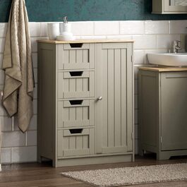 Шафа для ванної Bath Vida Priano з 4 ящиками і дверцятами, сірий, 81х60х30 см, деревостружкова плита