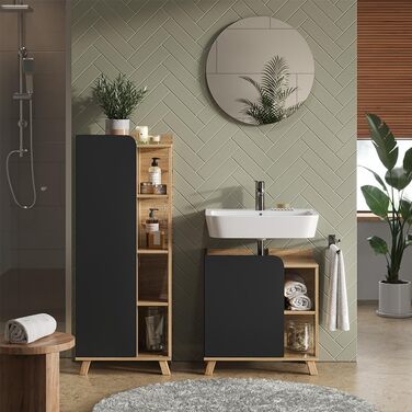Комплект меблів для ванної Vicco Karen, дуб сонома/антрацит, 3 предмети