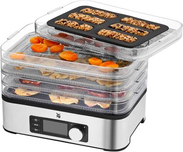 Сушарка для фруктів та овочів WMF Küchenminis Edelstahl, 5 ящиків, 30-70°C, таймер до 24 год, з контейнерами для зберігання