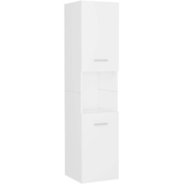 Шафа для ванної vidaXL з 2 дверцятами та 5 полицями, біла, 30x30x130 см, ДСП, високий шафа для ванної кімнати