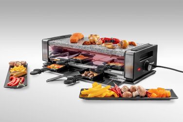 Раклетниця UNOLD 48760 Delice Basic 1200 Вт, для 8 осіб, з натуральним каменем, антипригарна двостороння пластина, нержавіюча сталь