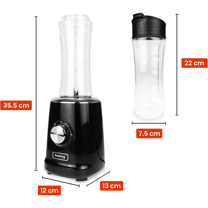 Блендер для смузі 500W Blend & Go, 600 мл, 2 швидкості, чорний - професійний блендер для коктейлів та протеїнових напоїв