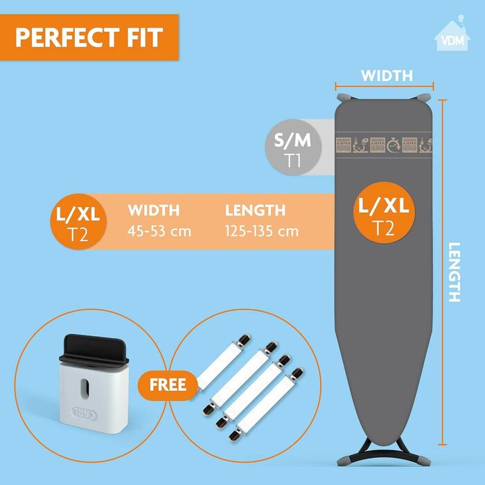 Чохол для прасувальної дошки AIRPRO Widex 6-шаровий, антрацит, L, універсальний, для парових прасок, до 120x42 см, пришвидшує прасування, вироблено в Європі