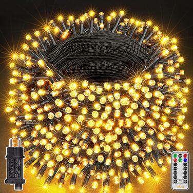 Світлодіодна гірлянда Ollny для вулиці 100м, 1000 LED, теплий білий колір, з пультом керування та таймером