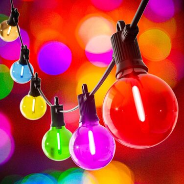 LED гірлянда Kawaya для вулиці 7.6м, 12 кольорових лампочок, IP65, для саду, балкону, вечірок