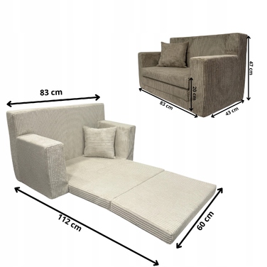 Диван Fortisline Rosalia 83 x 112 см, вельвет, бежевий