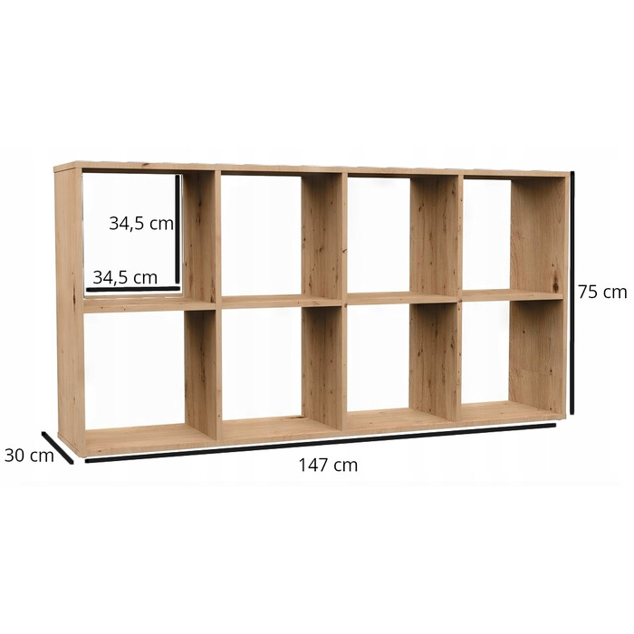 Стелаж TopEshop 147 x 75 x 30 см, дуб артизан