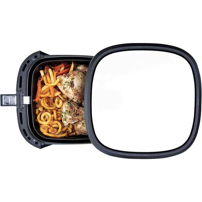 Аерофритюрниця Gastronoma 6 л XXL з нержавіючої сталі, цифровий LED-дисплей, 8 програм, 1800 Вт, без олії, чорна