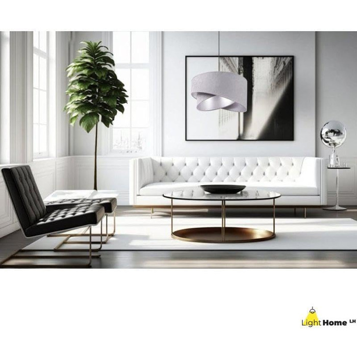 Підвісна лампа Light-Home Milan з абажуром з велюру, індустріальний стиль, сіро-срібляста, для вітальні, спальні та їдальні