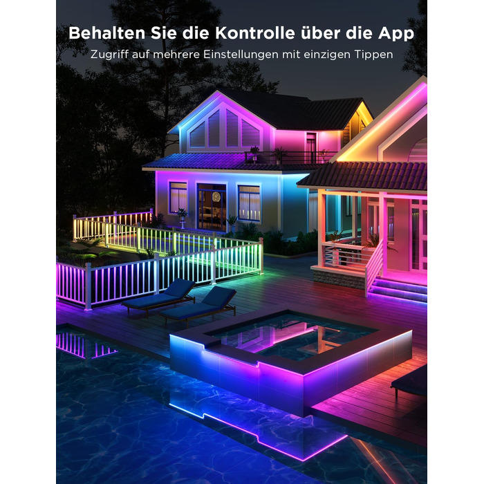 Govee LED стрічка 10м для вулиці, RGBIC, водонепроникна IP65, з керуванням Alexa та Google Assistant, для тераси, вечірок