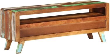ТВ тумба vidaXL з 3 шухлядами та полицею, 110x30x40 см, різнокольорова, з масиву переробленого дерева