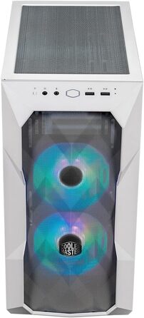 Корпус Cooler Master TD300 Mesh White Mini-Tower для Micro-ATX/Mini-ITX, білий, із сітчастою передньою панеллю для покращеного повітряного потоку, 2 ARGB-вентилятори 120 мм, бічна панель із загартованого скла, знімна верхня кришка, ARGB/PWM-хаб