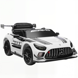 Електромобіль Mercedes-Benz для дітей, 12V, з LED-підсвіткою, музикою, звуком клаксона, для дітей віком 3-8 років, білий