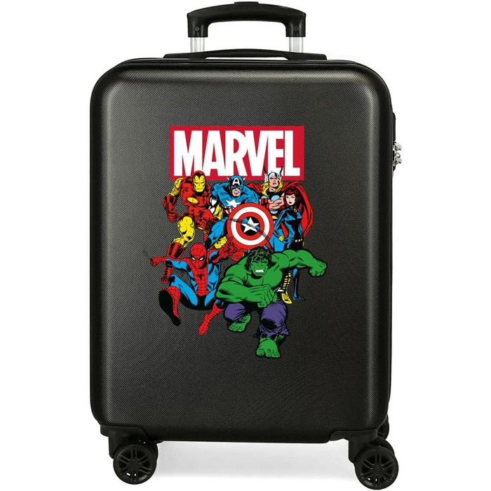 Дитяча валіза Marvel Avengers Sky, чорна, 38x55x20 см, жорсткий ABS, кодовий замок, 34 л, 2,6 кг, 4 подвійні колеса, ручна поклажа
