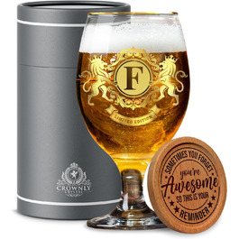 CROWNLY CRYSTAL® Персоналізований пивний келих з гравіюванням для чоловіків – подарунок на весілля, ювілей, для тата чи пенсіонера, оригінальна склянка