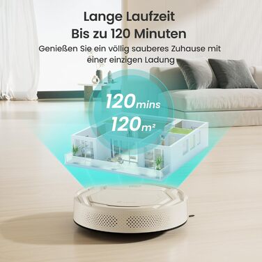 Робот-пилосос LEFANT M210P Champagnergrau - 2200Pa, 120хв, Wi-Fi, для килимів, шерсті тварин, твердих підлог