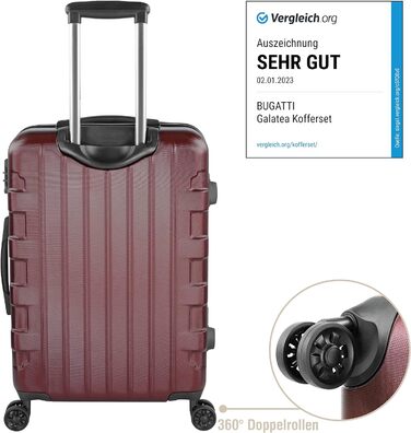 Валіза Bugatti Galatea жорсткий корпус 66x47x26,5 см, 65 л, 4 колеса, TSA замок, червона