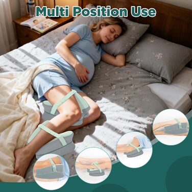 Ортопедична подушка між колін для сну на боці Dioxide з ефектом пам'яті (Memory Foam) для розвантаження спини, стегон та суглобів, м'ятна