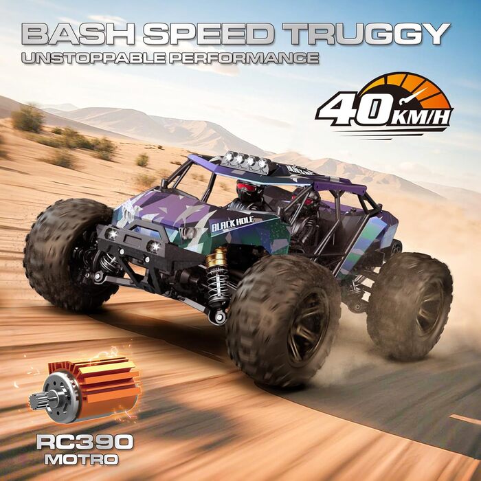 Радіокерований позашляховик Monster Truck 1:14 2.4GHz 4WD 40 км/год з 2 акумуляторами та комплектом шин для дітей та дорослих