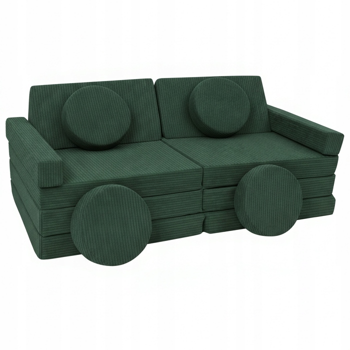 Модульний диван для дітей VELINDA, вельвет, зелений, 75x145 см