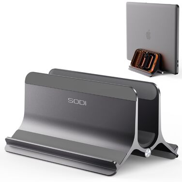 Підставка для ноутбука SODI вертикальна, автоматична, з алюмінію, для MacBook Pro/Air, ноутбуків, планшетів, телефонів (сіра)
