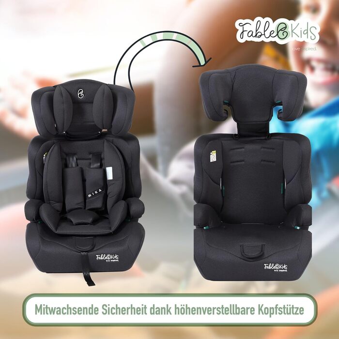 Автокрісло Kinderautositz 9-36 кг, 3-точкова система безпеки, для дітей 15 місяців, чорний колір, регульована підголовник, ECE R129/03