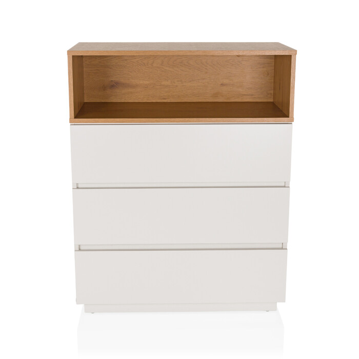Комод MELMO K 80x40x100 см 3 шухляди білий/дуб hjh LIVING