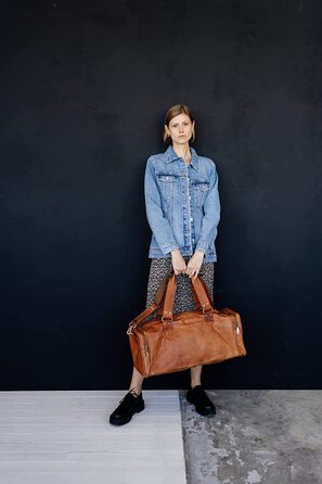 Шкіряна дорожня сумка Berliner Bags Oslo, 45л, коричнева, з 2 зовнішніми кишенями, для чоловіків і жінок