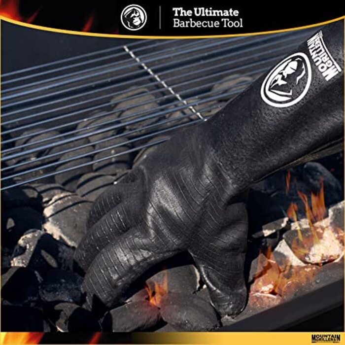 Термостійкі рукавички Mountain Grillers для гриля, вогнетривкі та водонепроникні, до 500°C, 35 см – рукавиці для печі та каструль, антиковзкі, аксесуар для барбекю