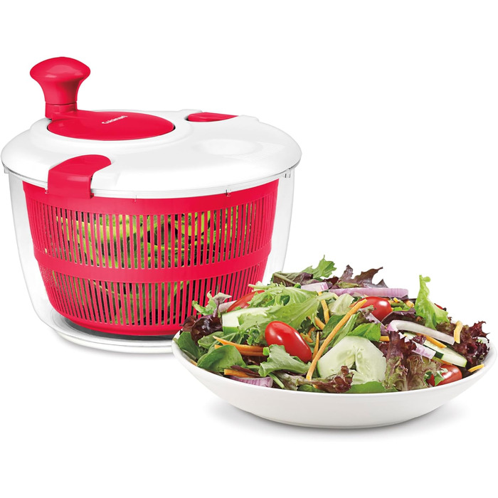 Салатниця-сушарка Cuisinart CTG-00-SAS велика, 5 л, червона - для миття, віджимання та сушіння салату, фруктів та овочів