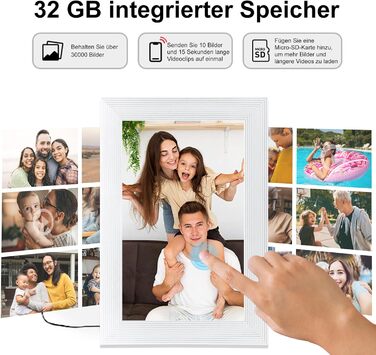 Цифровий фоторамка Frameo 15.6 дюймів, 32 GB, FHD IPS сенсорний екран, Wi-Fi, чорно-білий