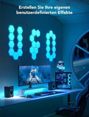 Світлодіодна панель Govee Glide Hexagon RGBIC 10 шт, розумне підсвічування для стін, Wi-Fi, музична синхронізація, сумісна з Alexa та Google Assistant, декоративне освітлення для геймінгу та кімнати