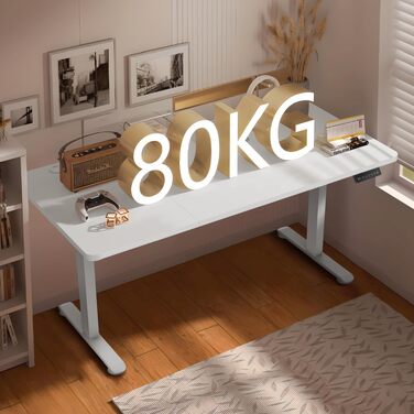 Електричний підйомний стіл Homall з регулюванням висоти, USB-портом та таймером нагадування, робочий стіл для роботи стоячи та сидячи (Білий, 120 x 60 см)