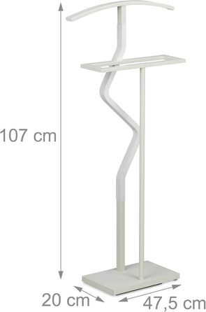 Стійка для одягу Relaxdays для чоловіків, 107 x 47,5 x 20 см, білий, з полицями для сорочок та штанів
