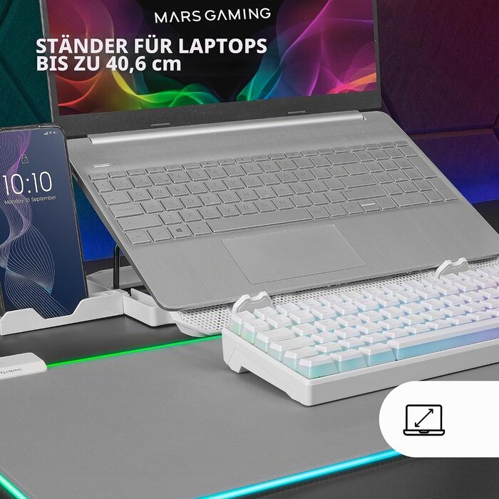 Охолоджуюча підставка для ноутбука Mars Gaming MNBC-Ultra, 140мм вентилятор, RGB Chroma, 5 рівнів нахилу, для ноутбуків до 18