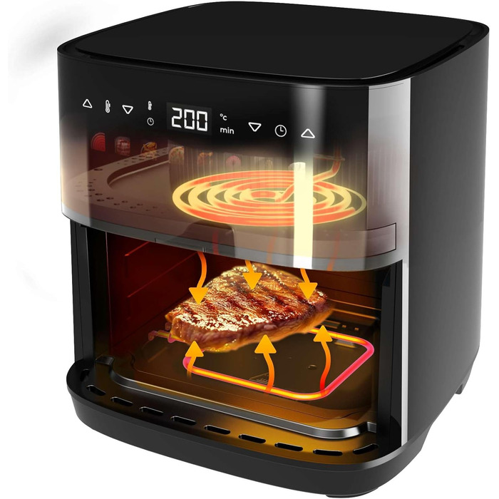Аерофритюрниця Cecotec Cecofry & Grill Duoheat 4000 без олії, 8л, 1900Вт, з рухомою перегородкою та грилем, чорна