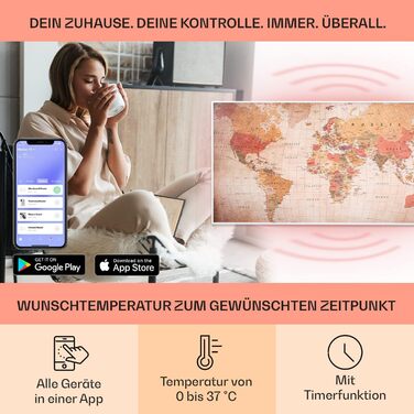 Інфрачервоний електрообігрівач Klarstein Air Art Smart 700 Вт з Wi-Fi, термостатом і датчиком відкритого вікна, настінний, без CO2