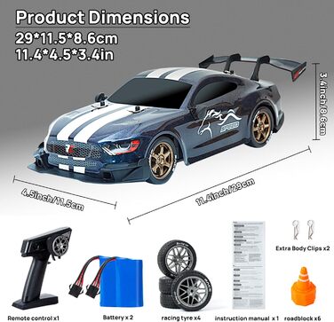 Радіокерований автомобіль 1:14 4WD Drift Car GT для дрифту, RC машина з пропорційним газ-гальмом, іграшка для дорослих та дітей (градієнт)