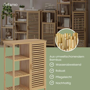 Бамбуковий шафка Bellamio Newa Badregal для ванної кімнати – 5 полиць, 140x33x33 см