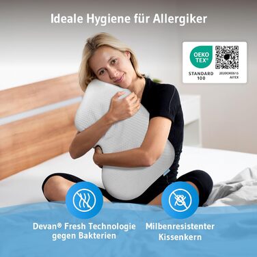 Ортопедична подушка для шиї Third of Life Liora, 48x37x10,5 см, з Memory Foam, для тих, хто спить на боці, біла, з антиалергенним покриттям