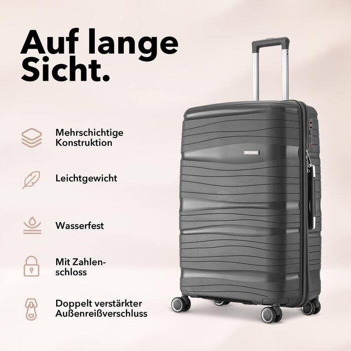 Валіза Travel One Hartschalen – Набір валіз 3 шт (32/60/98л), кодовий замок, 360° колеса, антрацит