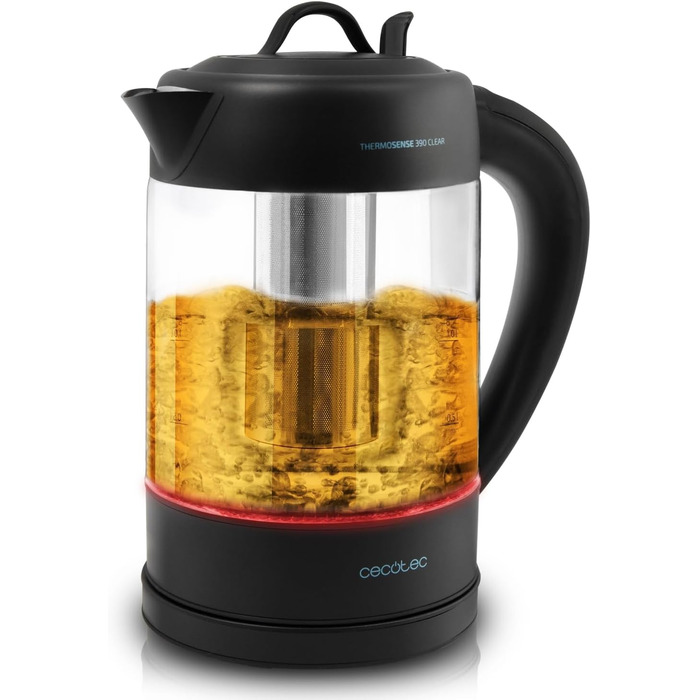 Електрочайник Cecotec ThermoSense 1,7 л, боросилікатне скло, 2200 Вт, без BPA, антикальковий фільтр, подвійний захист, база 360°