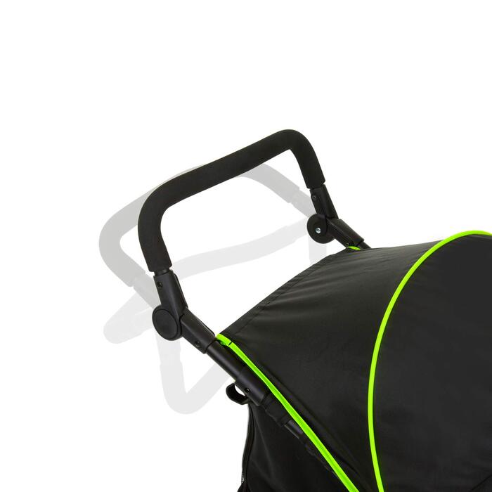 Дитяча коляска Hauck Robuster Runner - триколісна з амортизацією, XL колеса, захист від сонця UV 50+, сітчасте вікно, регульована ручка, для дітей від народження до 22 кг, складна (Black Neon Yellow)